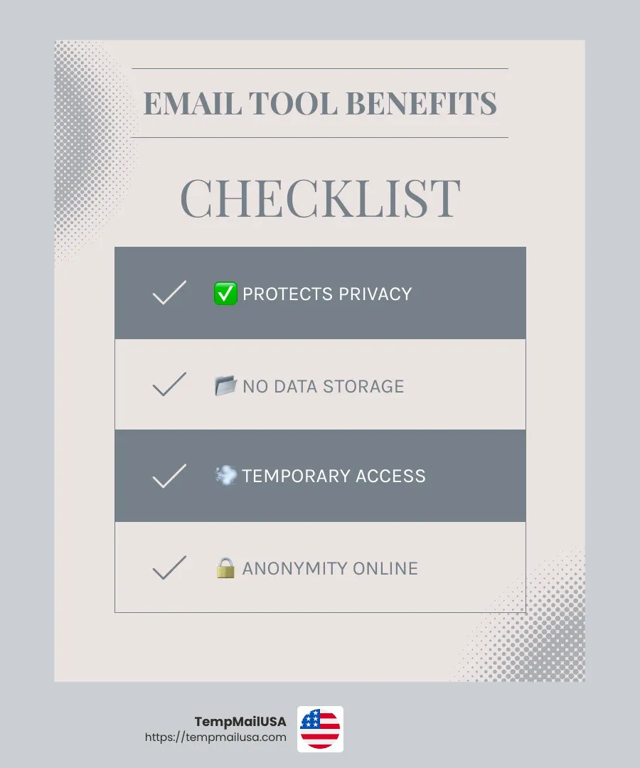 Anonymity and Security Infographic - fake email generator infographic checklist-light-blue-grey