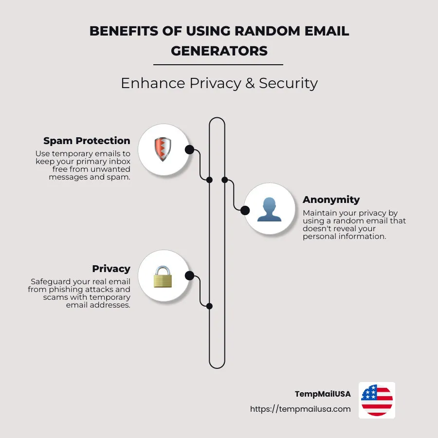 Benefits of Using Temporary Email Services - random email generator infographic infographic-line-3-steps-neat_beige