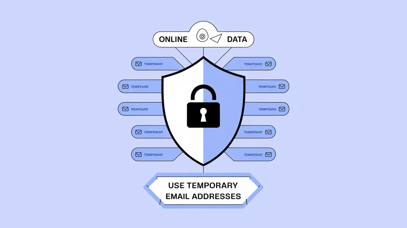 Visual representation of disposable email addresses created by an email generator for temporary use